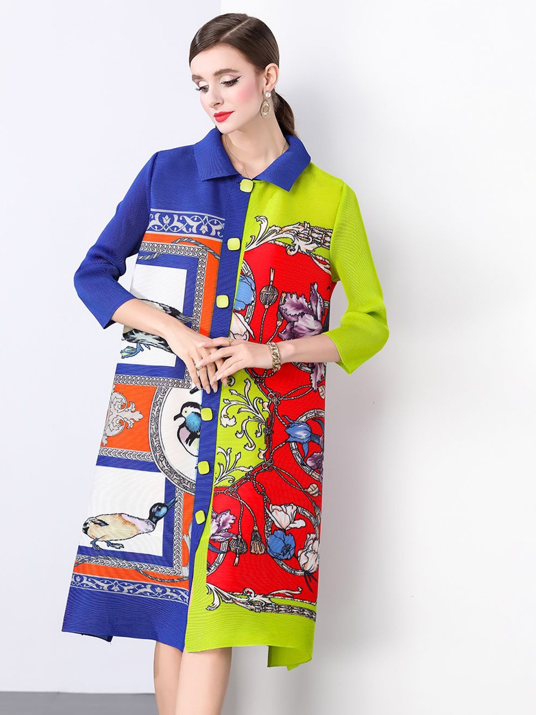 

JC Collection Women Printed Shirt Dress, Green