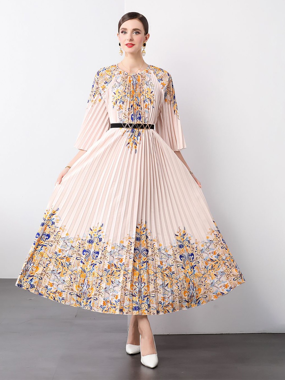 

JC Collection Women Floral Printed Fit and Flare Dress, Multi