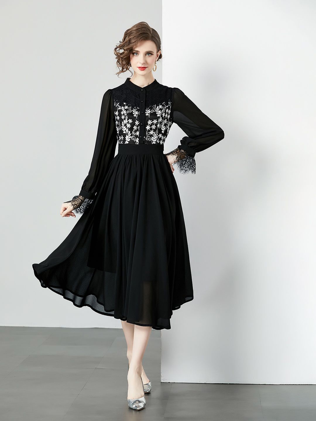 

JC Collection Women Fit & Flare Midi Dress, Black