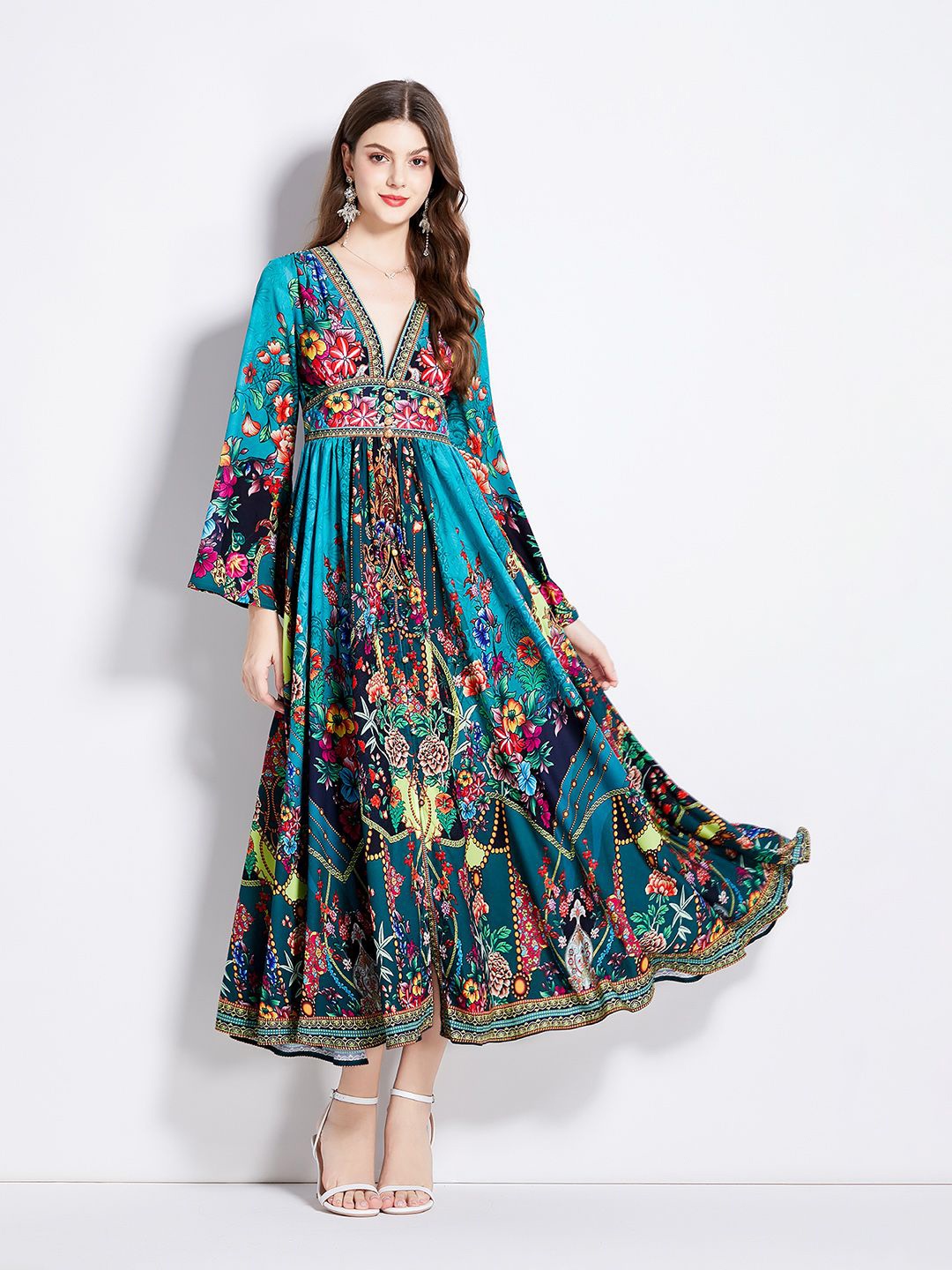 

JC Collection Floral Printed Maxi Dress, Blue