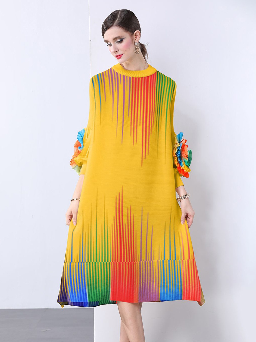 

JC Collection Printed A-Line Dress, Yellow
