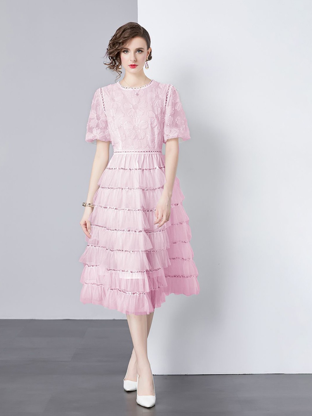 

JC Collection Women Fit & Flare Midi Dress, Pink