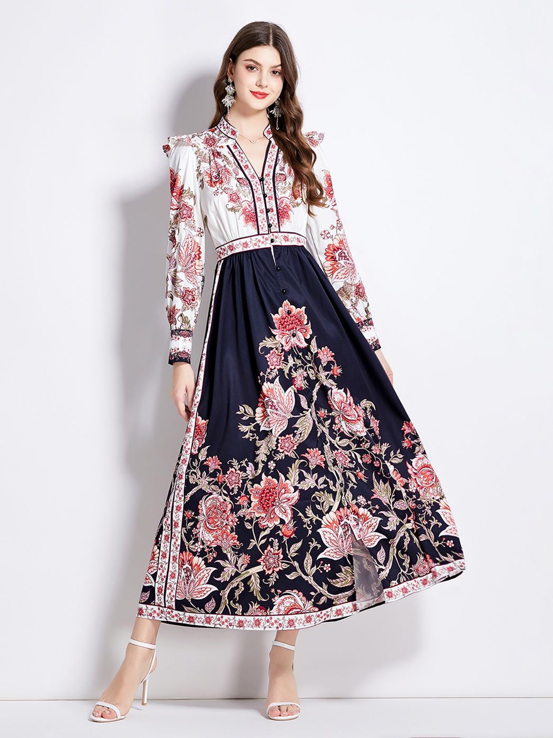 

JC Collection Women Floral Printed Maxi Dress, Blue