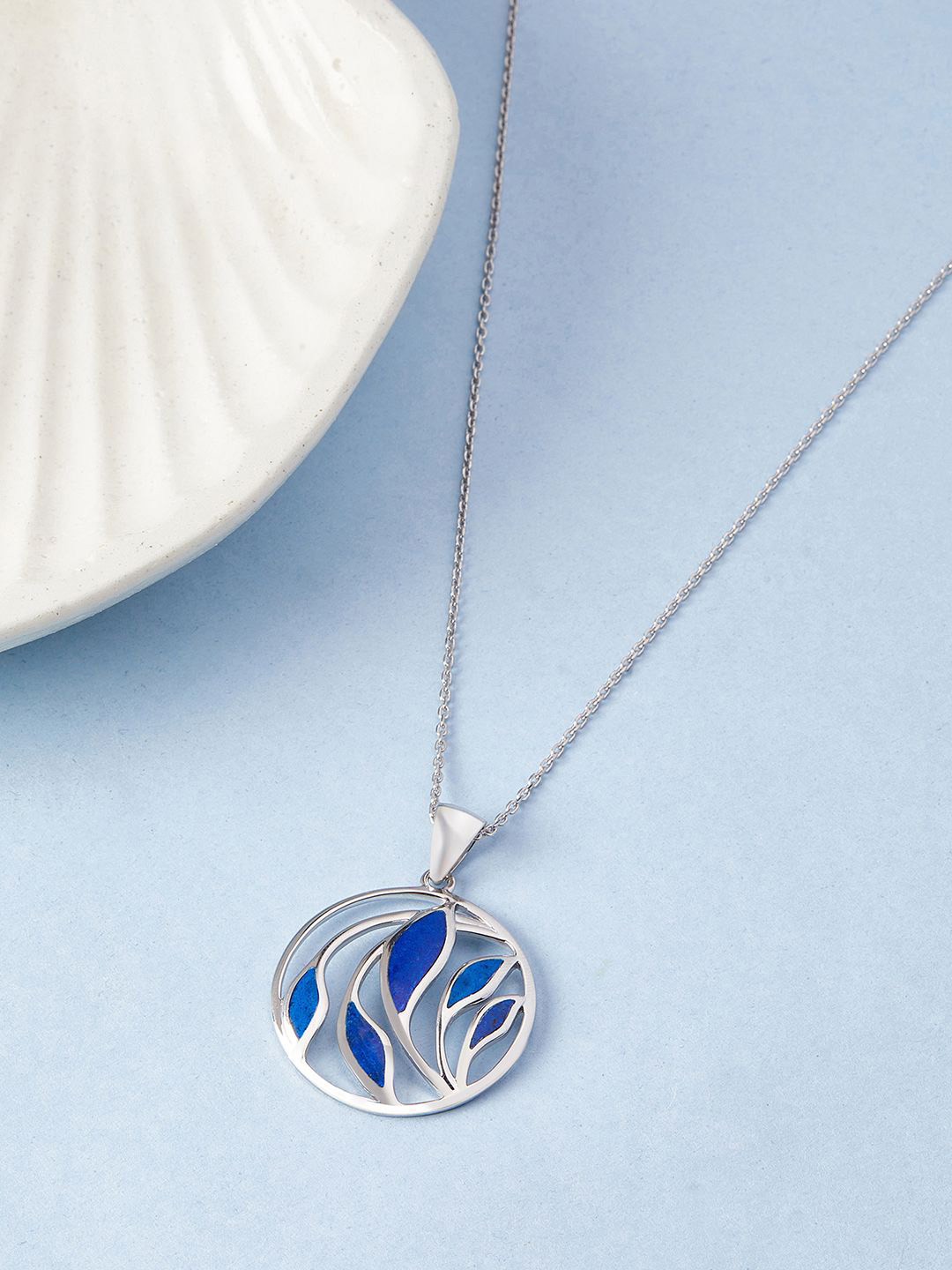 

Mia by Tanishq Silver Deep Azure Circular Pendant