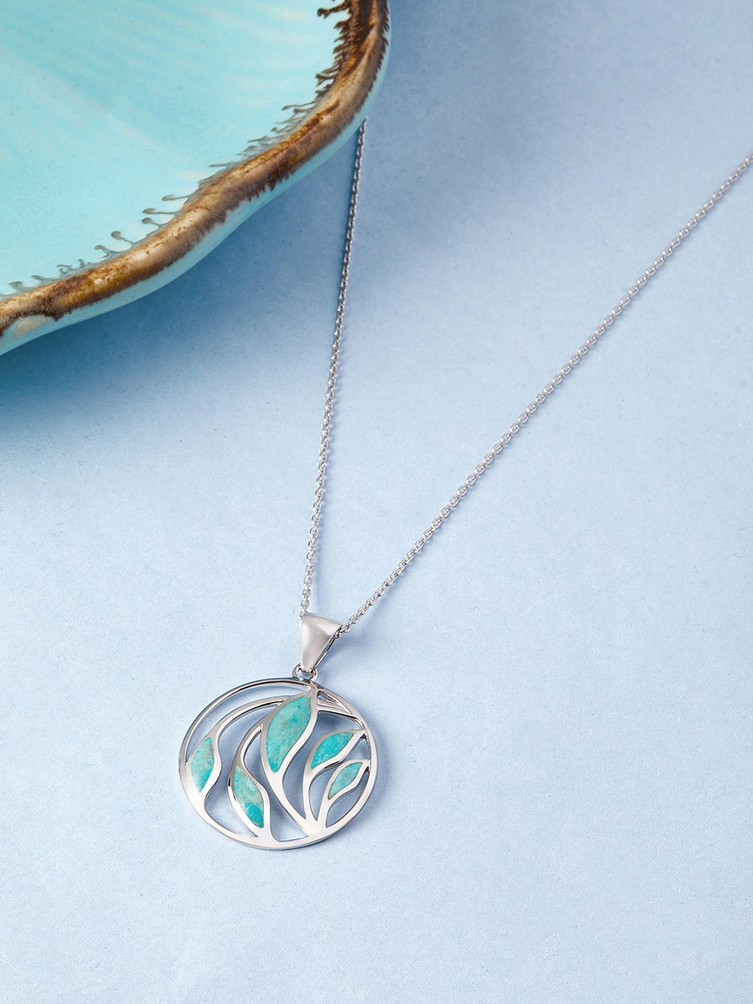 

Mia by Tanishq Silver Lush Aqua Circular Pendant