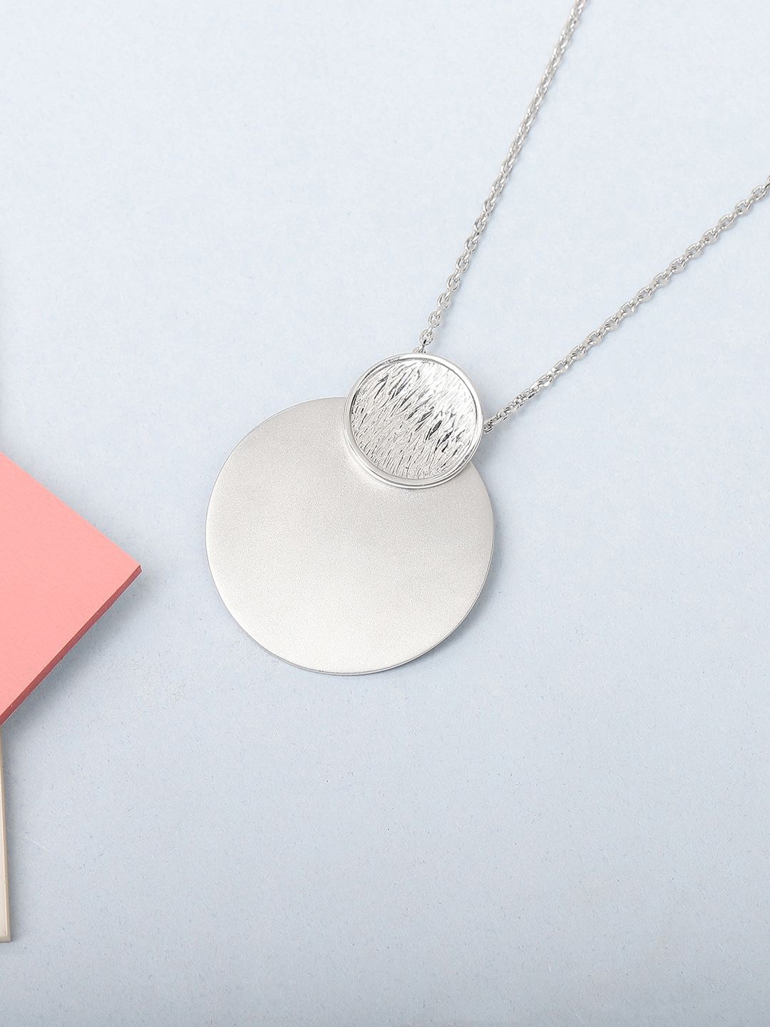 

Mia by Tanishq Silver Bold Matte Circular Pendant