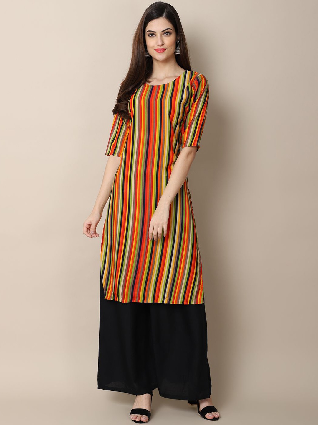 7Threads Geometric Printed Kurta, Red