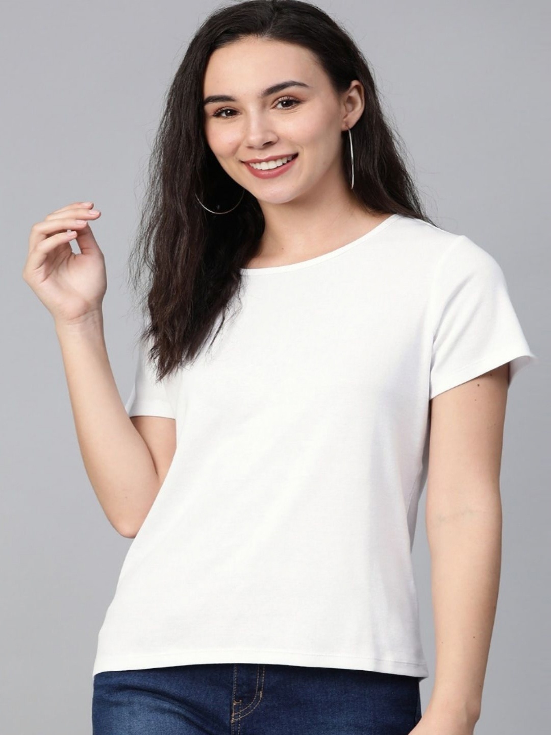 

LIVAX COTTY Women Anti Odour Solid Round Neck Pure Cotton T-shirt, White