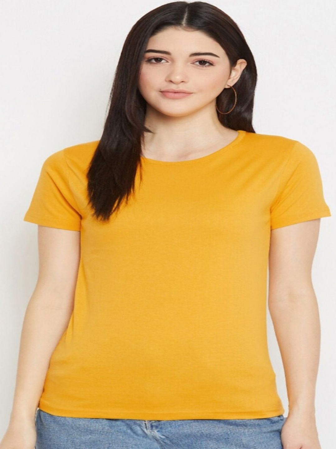 

LIVAX COTTY Women Anti Odour Solid Round Neck Pure Cotton T-shirt, Yellow