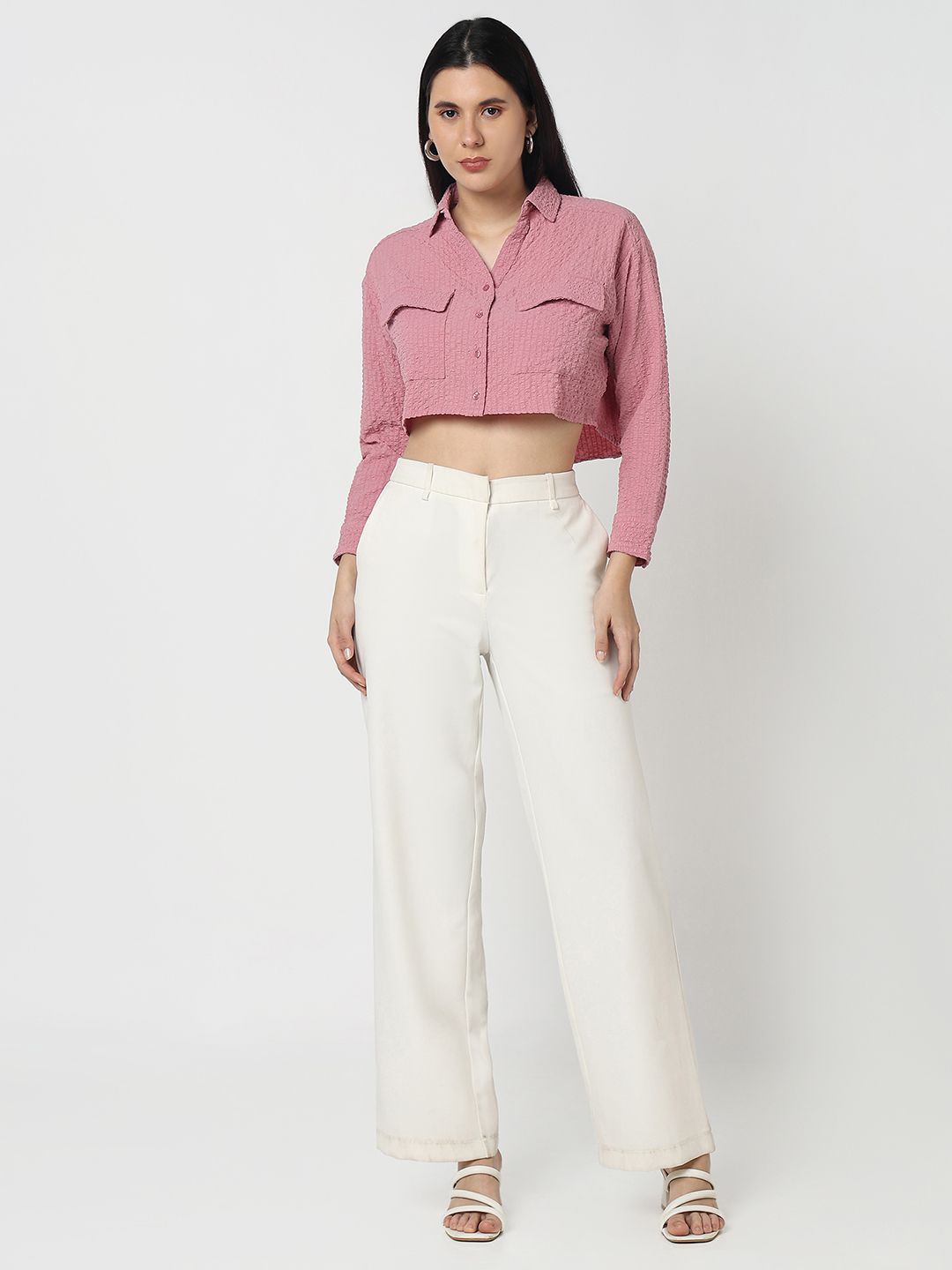 

R&B Peplum Women Crop Top, Pink