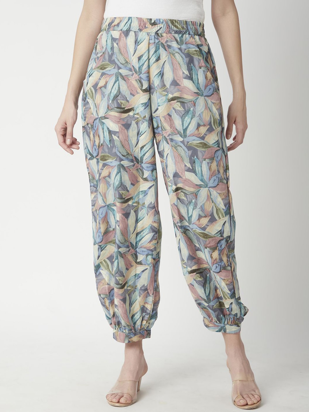 

R&B Women Floral Printed Relaxed Fit Trousers, Multi