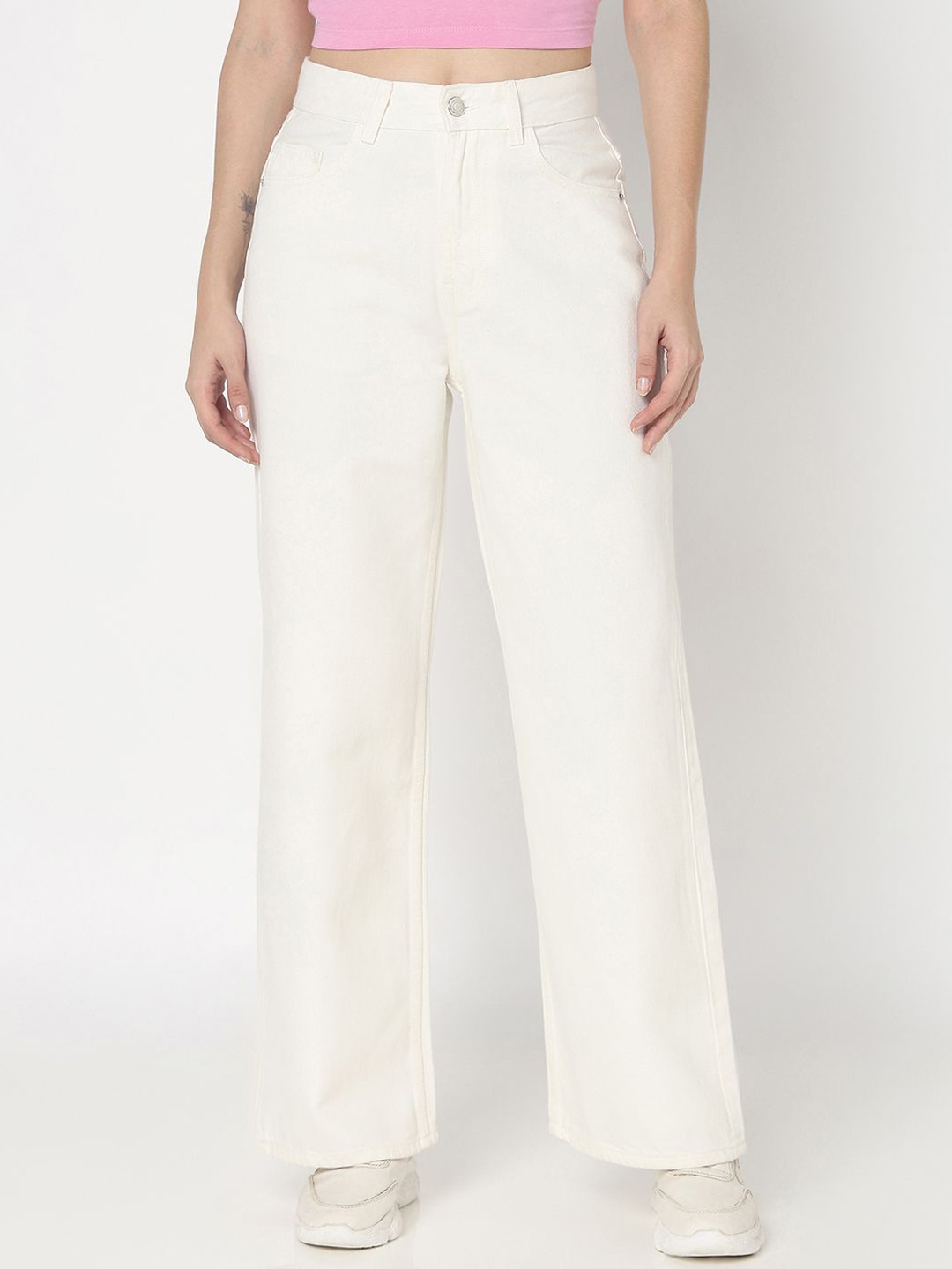

R&B Women Straight Fit High-Rise Jeans, White