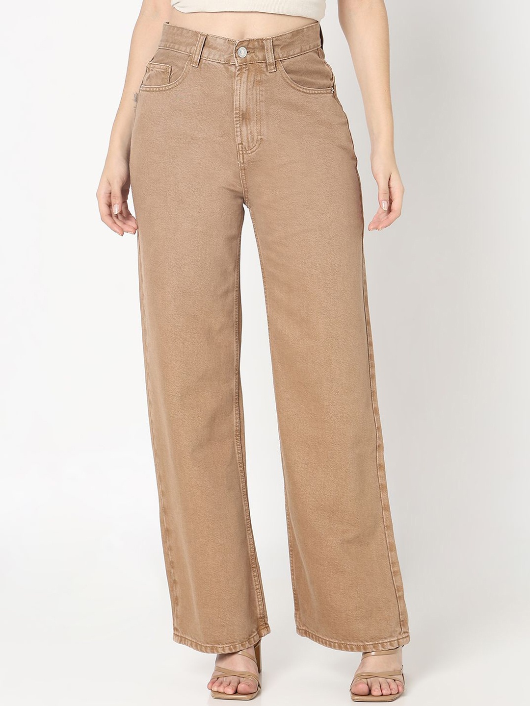 

R&B Women Straight Fit High-Rise Jeans, Brown