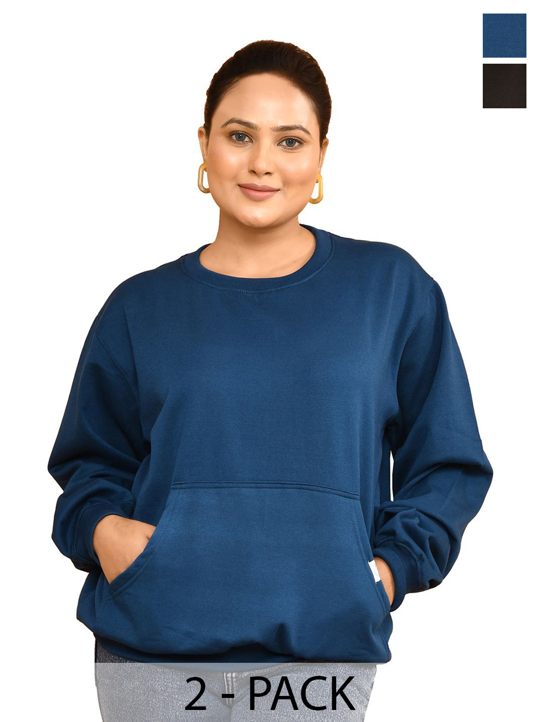 

RAPL Women Pack of 2 Oversized Kangaroo Pocket Sweatshirt, Blue
