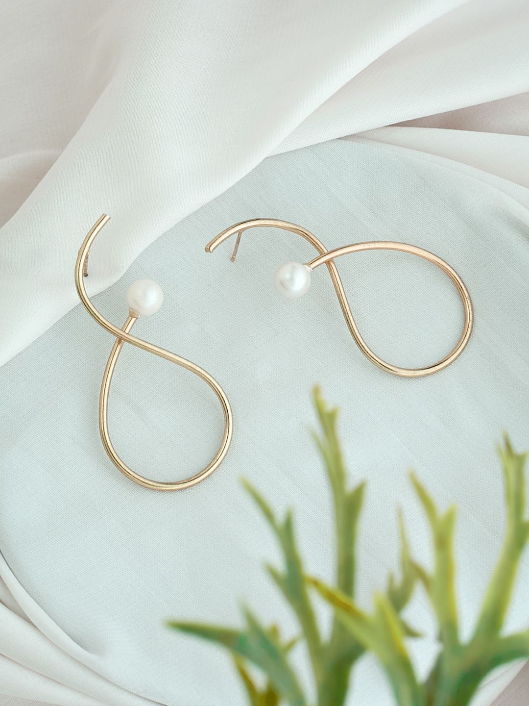 

ATIBELLE Gold-Plated Contemporary Artificial Beaded Drop Earrings