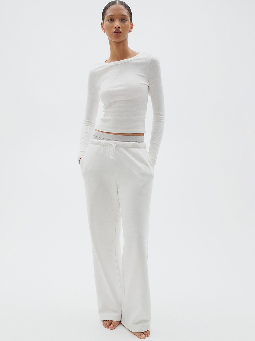 

H&M Women Wide Joggers, White