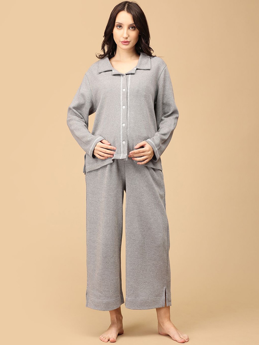 

The Mom Store Women Pure Cotton Night suits, Grey