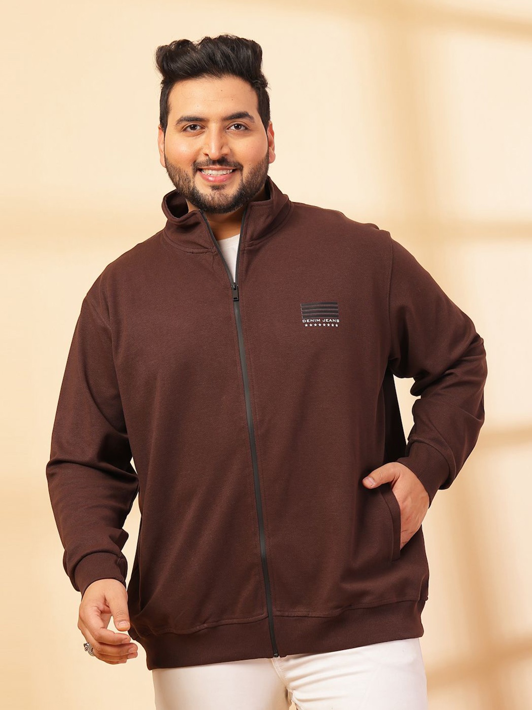 

plusS Men Plus Size Cotton Sweatshirt, Brown
