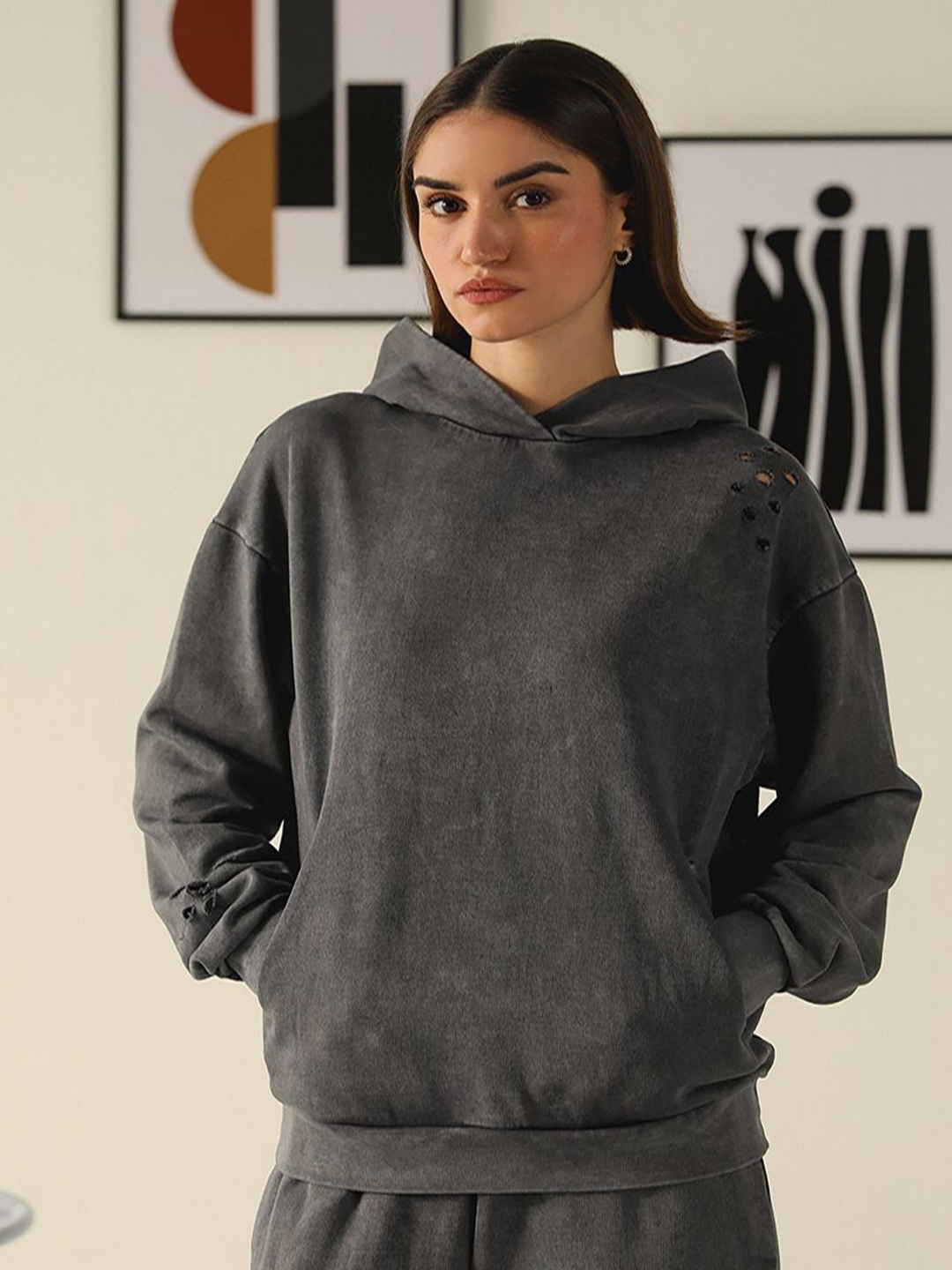 

Muvazo Women Hooded Sweatshirt, Grey