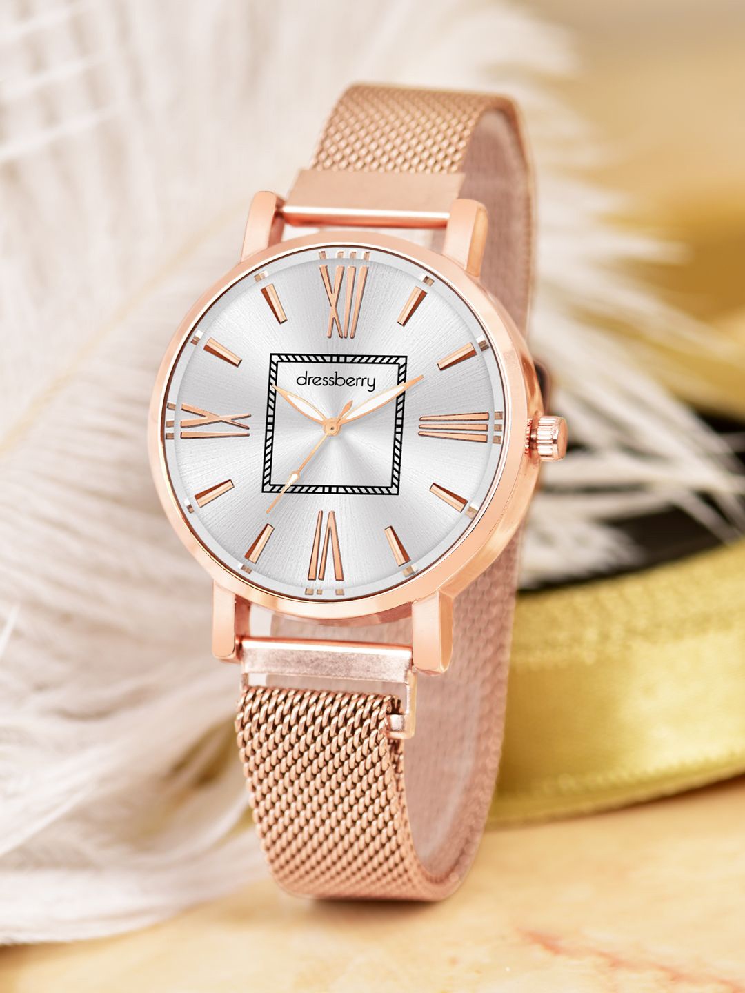 

DressBerry Women Dial & Straps Analogue Watch HOBDB-259-RG, Silver