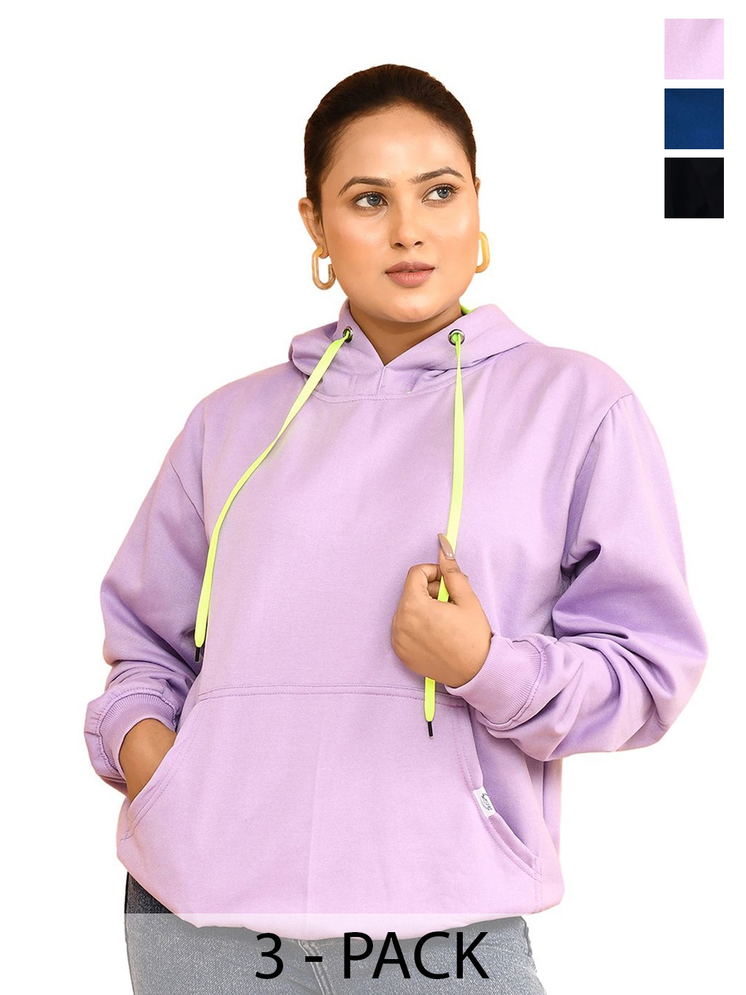 

RAPL Women Pack of 3 Hooded Pullover Sweatshirt, Purple