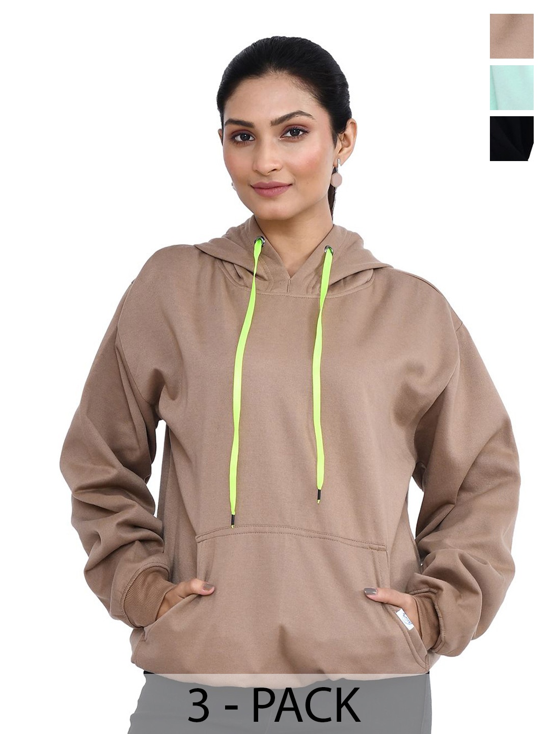 

RAPL Women Pack Of 3 Hooded Sweatshirt, Beige