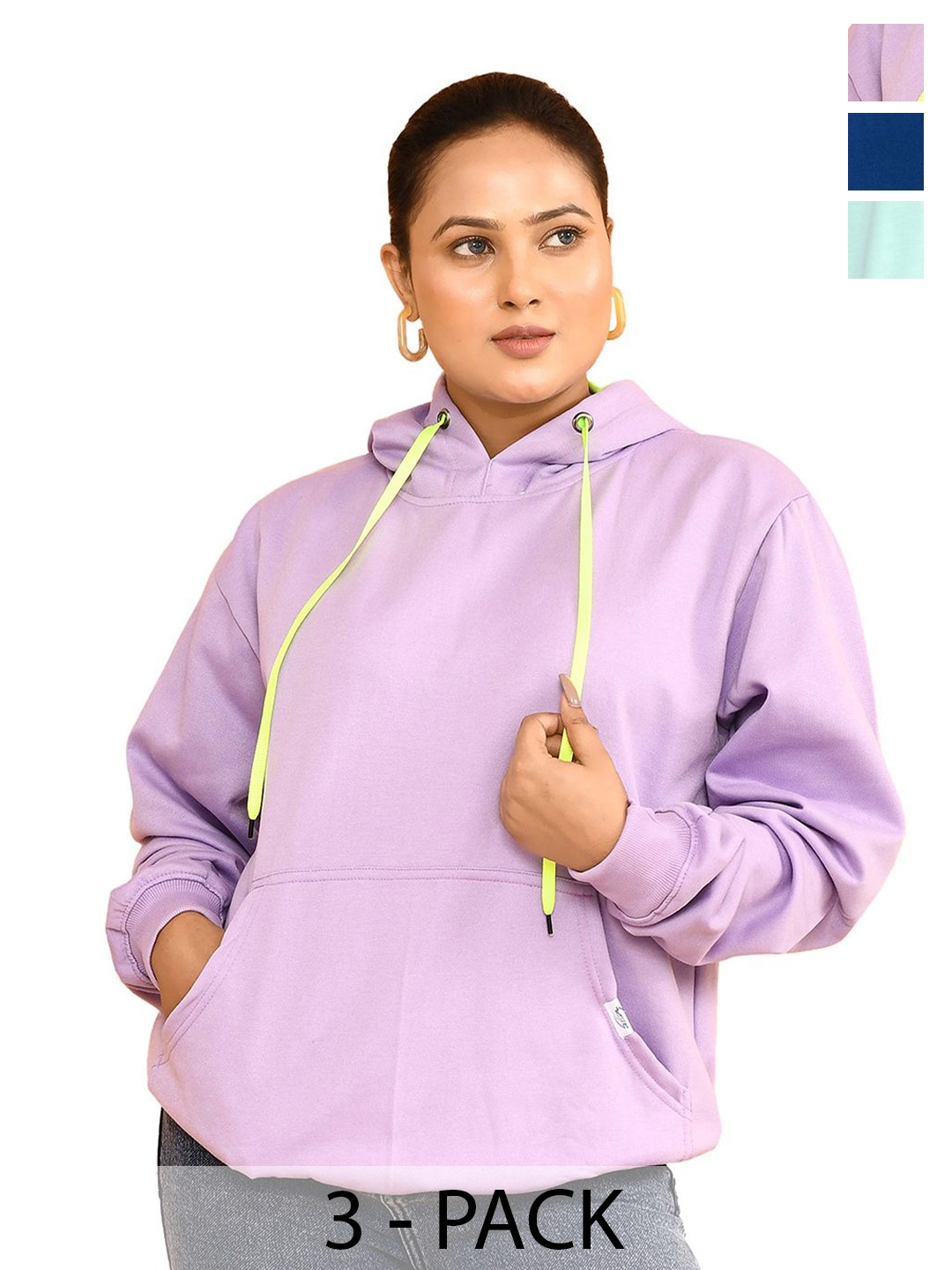 

RAPL Women Pack of 3 Hooded Pullover Sweatshirt, Purple