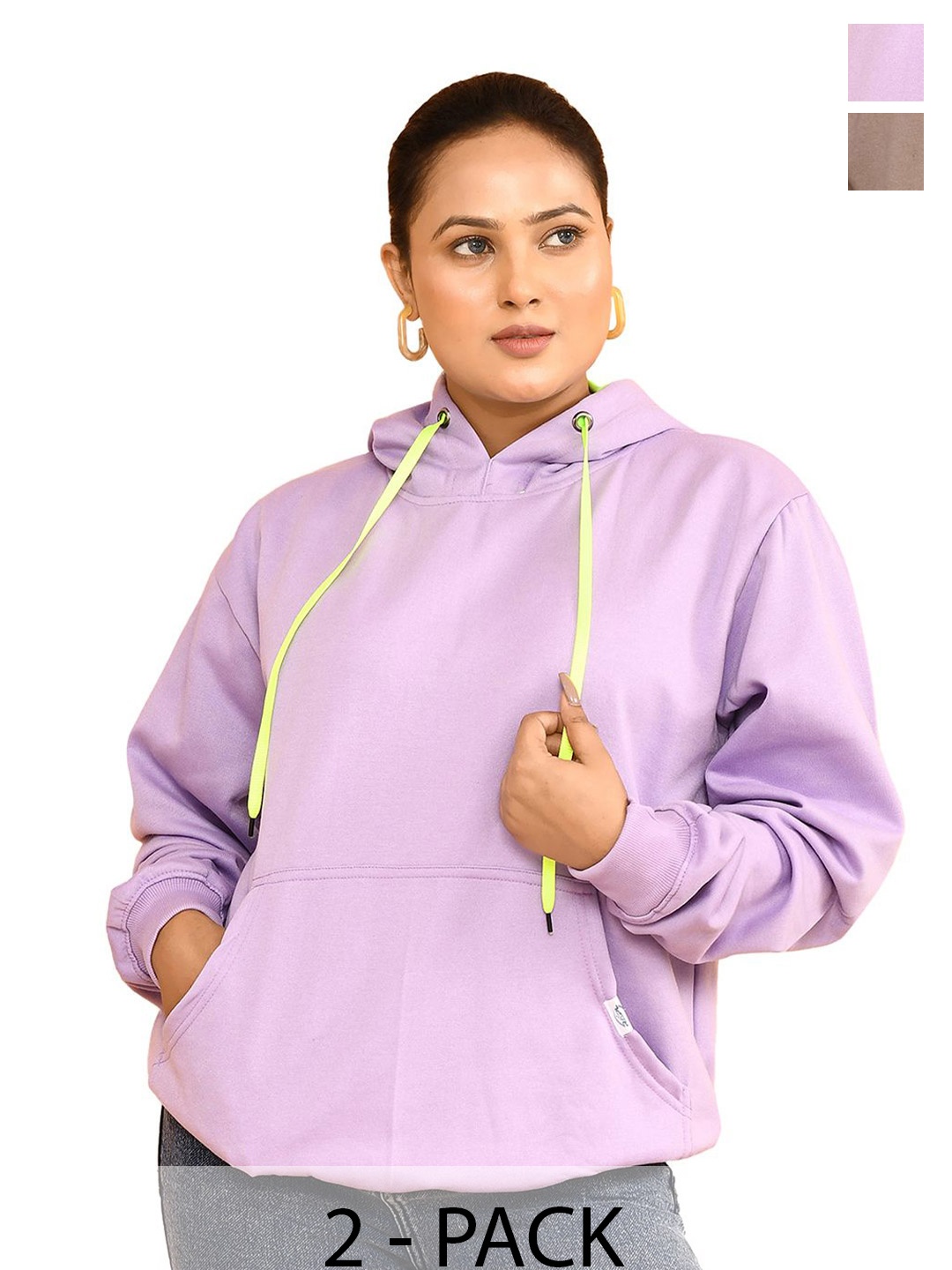 

RAPL Women Pack Of 2 Hooded Cotton Sweatshirt, Purple