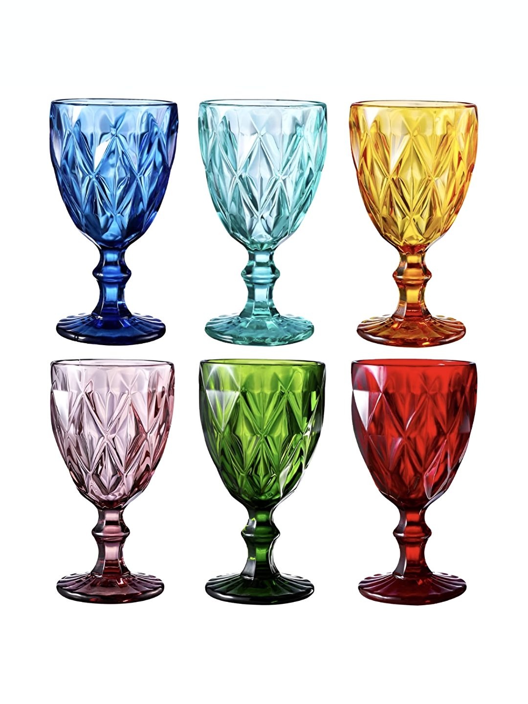 

Clovefry Multicoloured Textured Wine Glass 165ml each, Multi