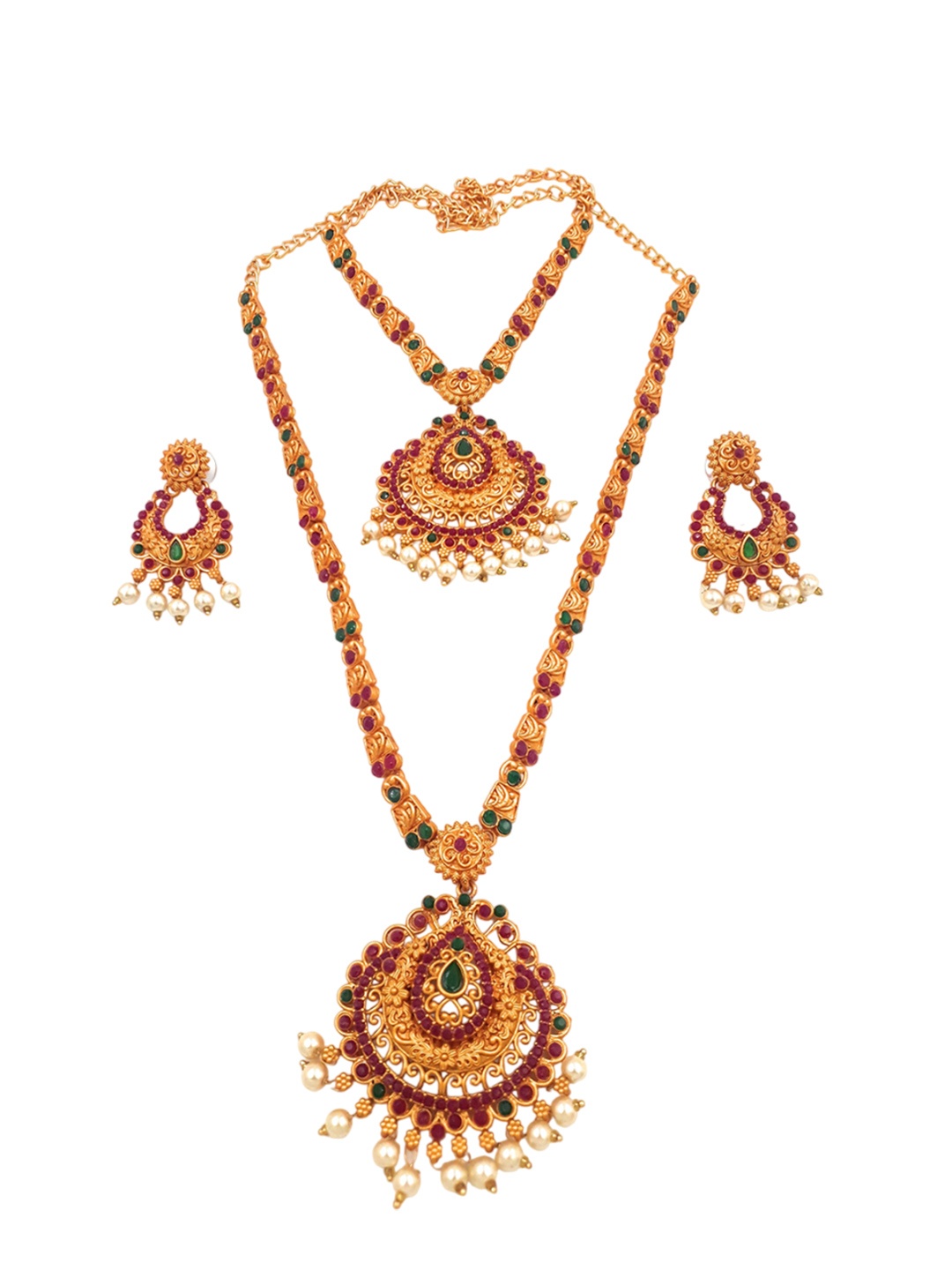 

Anujeet Fashion Hub Stone Studded Jewellery Set, Gold