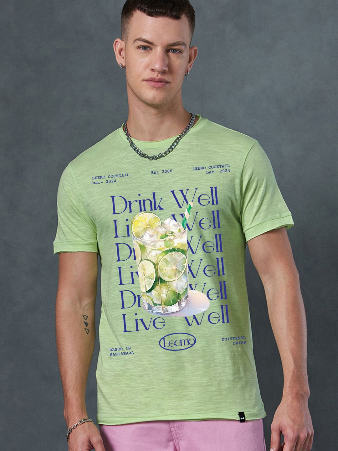 

Bewakoof AIR Men Graphic Printed Round Neck Cotton T-shirt, Green
