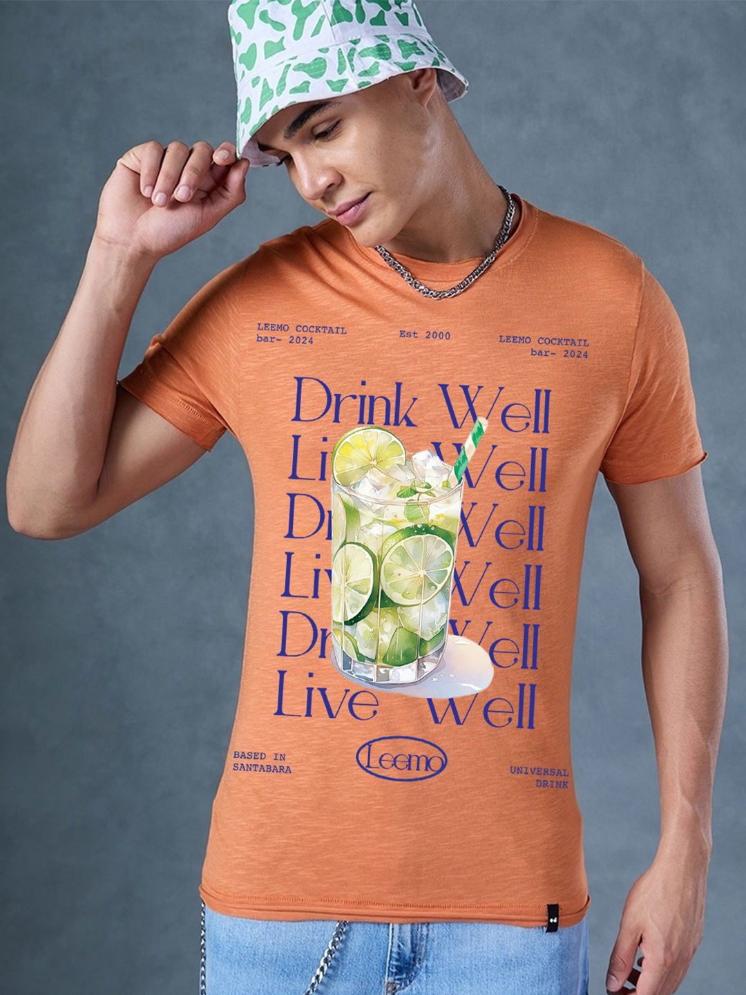 

Bewakoof AIR Men Typography Printed Round Neck Cotton T-shirt, Orange
