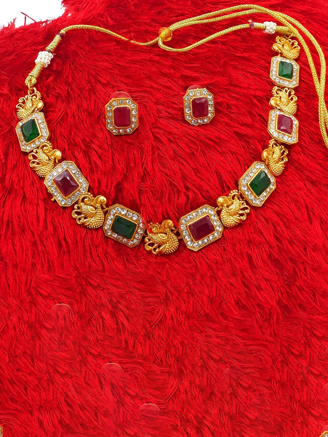 

Anujeet Fashion Hub Stone-Studded Jewellery Set, Gold