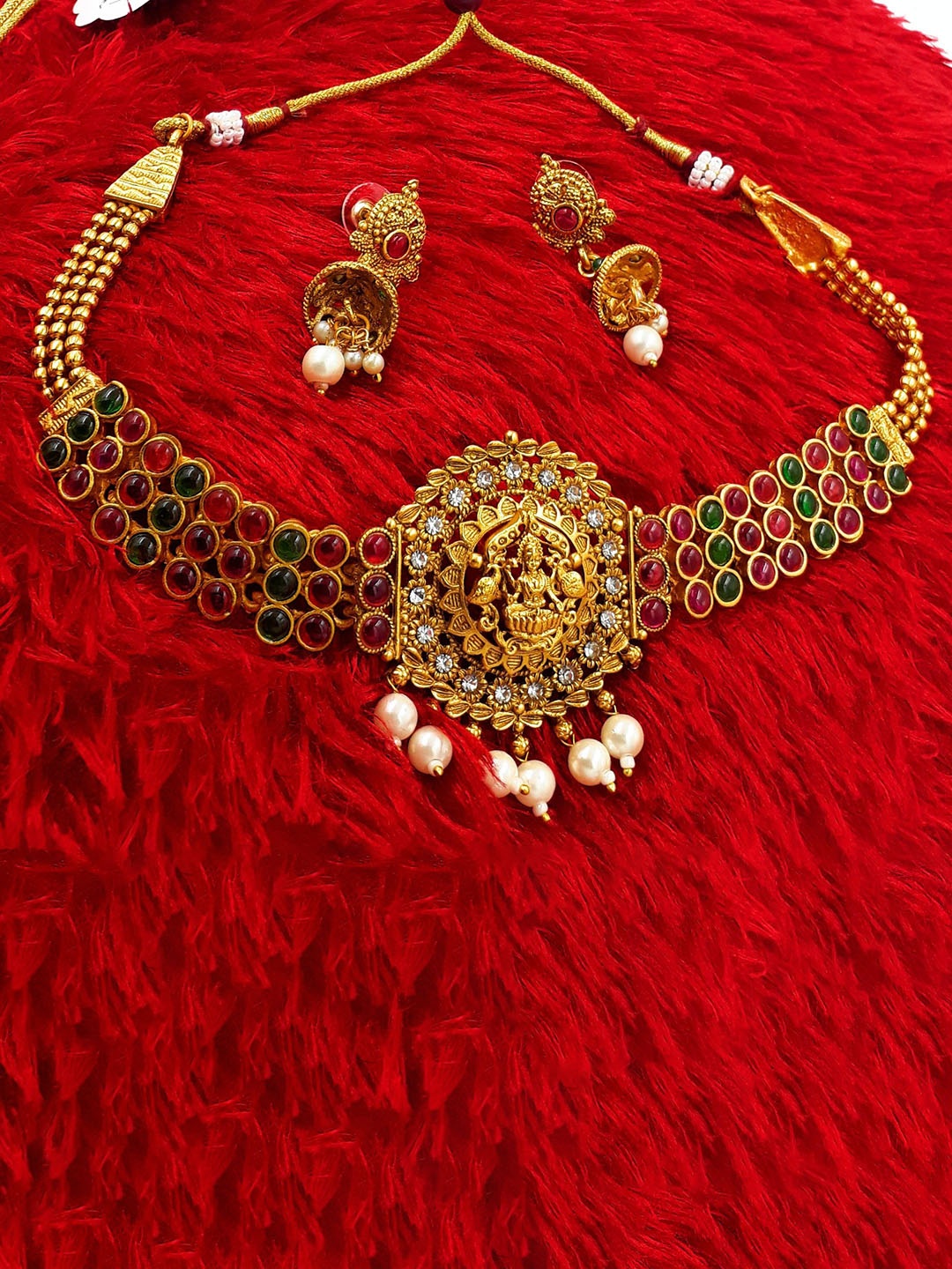 

Anujeet Fashion Hub Stone Studded Jewellery Set, Gold