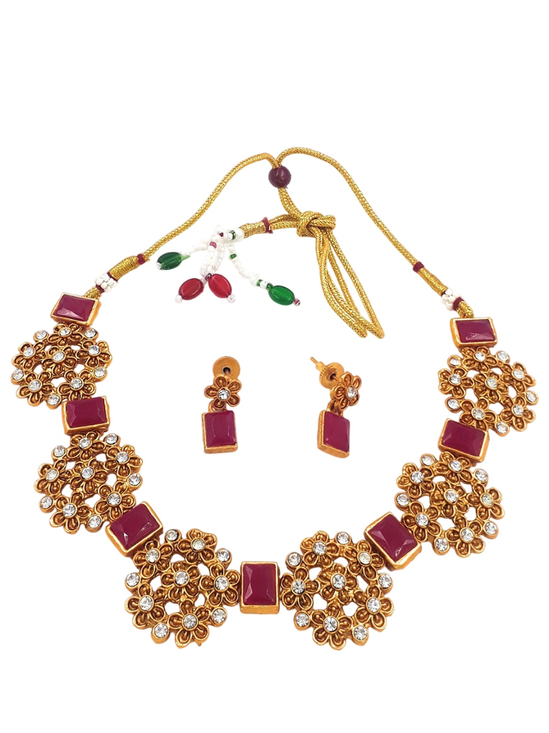 

Anujeet Fashion Hub Stone-Studded Jewellery Set, Gold