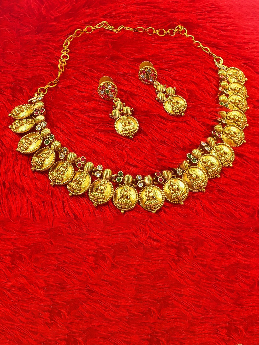 Anujeet Fashion Hub Stone-Studded Jewellery Set, Gold