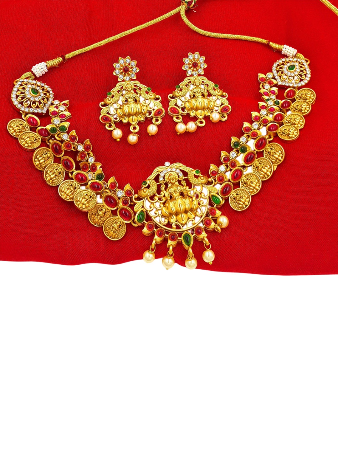 

Anujeet Fashion Hub Stone-Studded & Beaded Jewellery Set, Gold