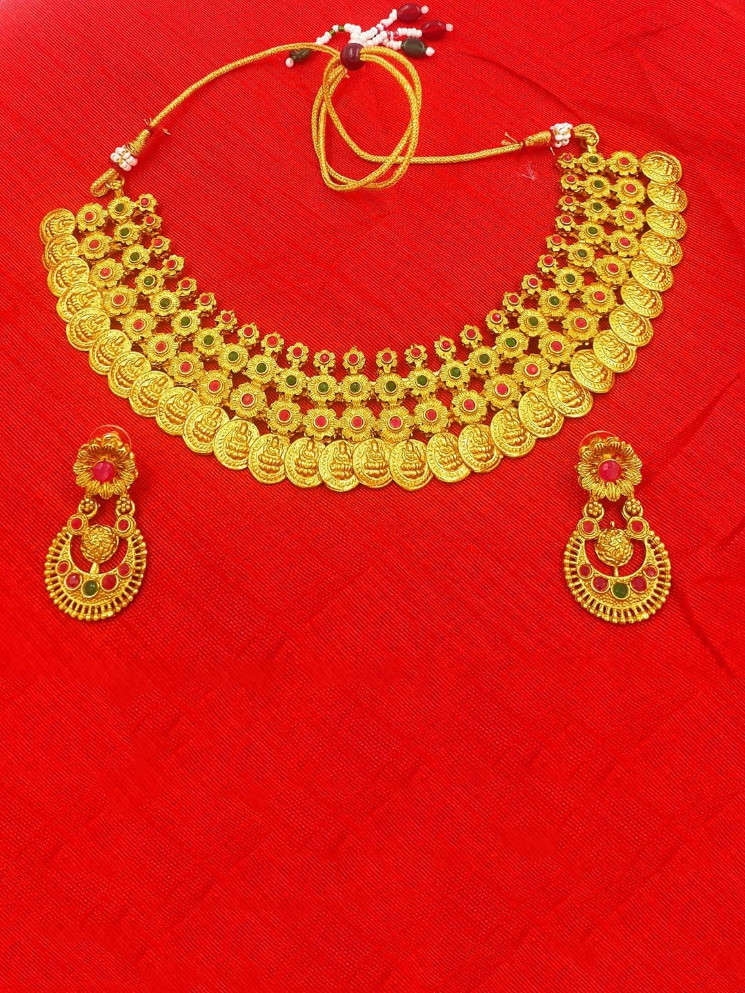

Anujeet Fashion Hub Stone-Studded Jewellery Set, Gold