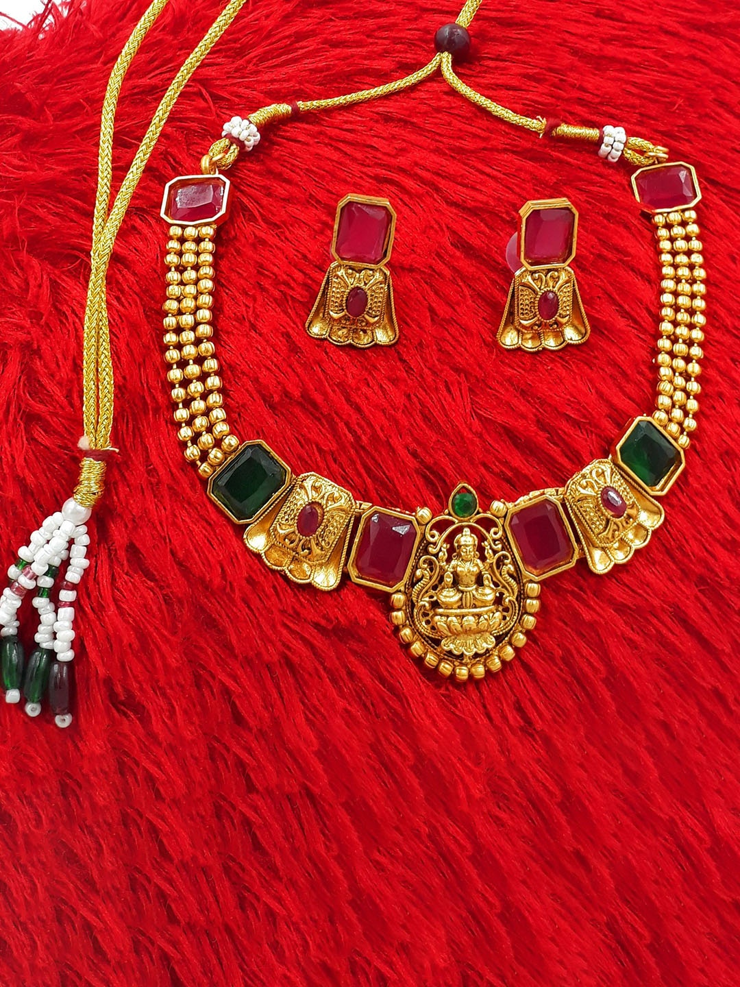 

Anujeet Fashion Hub Stone Studded Jewellery Set, Gold