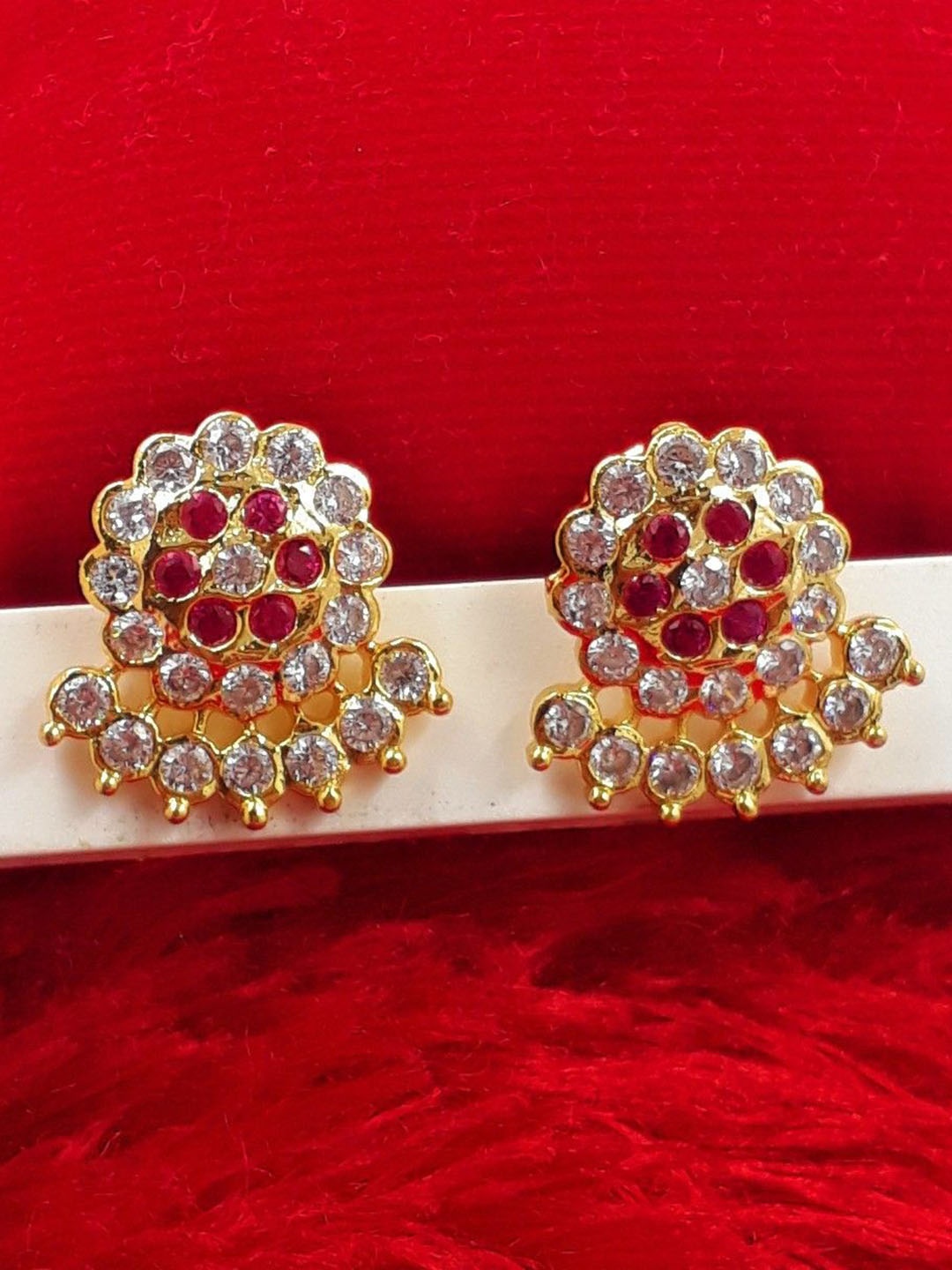 

Anujeet Fashion Hub Gold-Plated American Diamond Studded Contemporary Studs Earrings