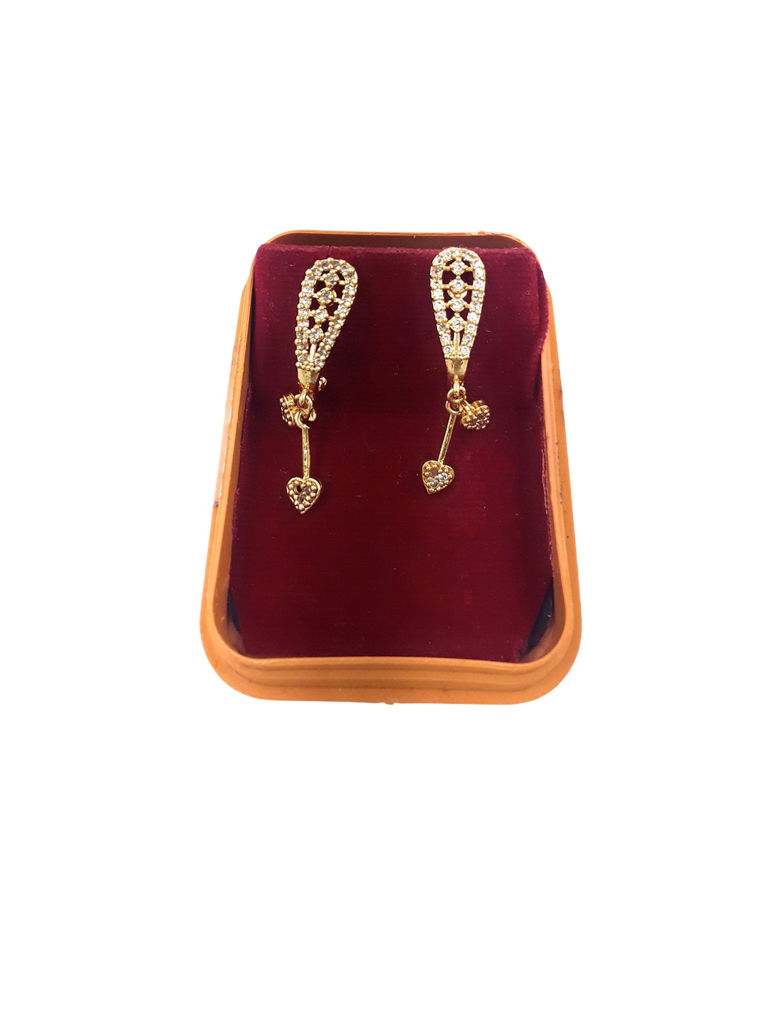 

Anujeet Fashion Hub Gold-Plated American Diamond Studded Drop Earrings