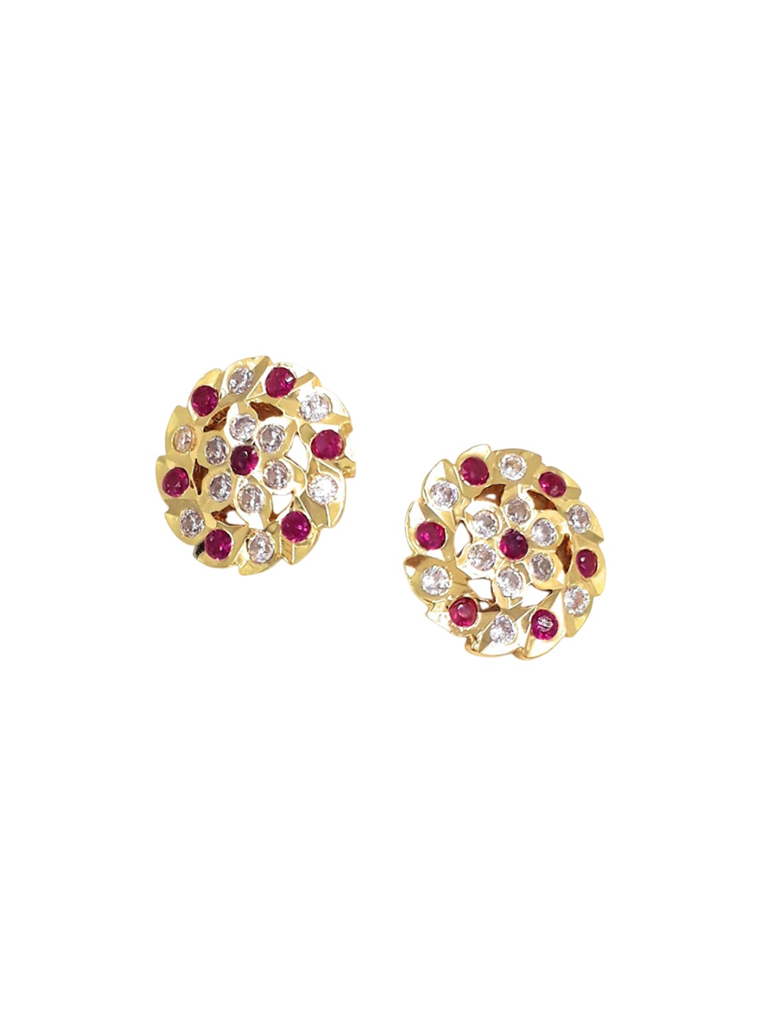 

Anujeet Fashion Hub Gold-Plated American Diamond Studded Floral Studs