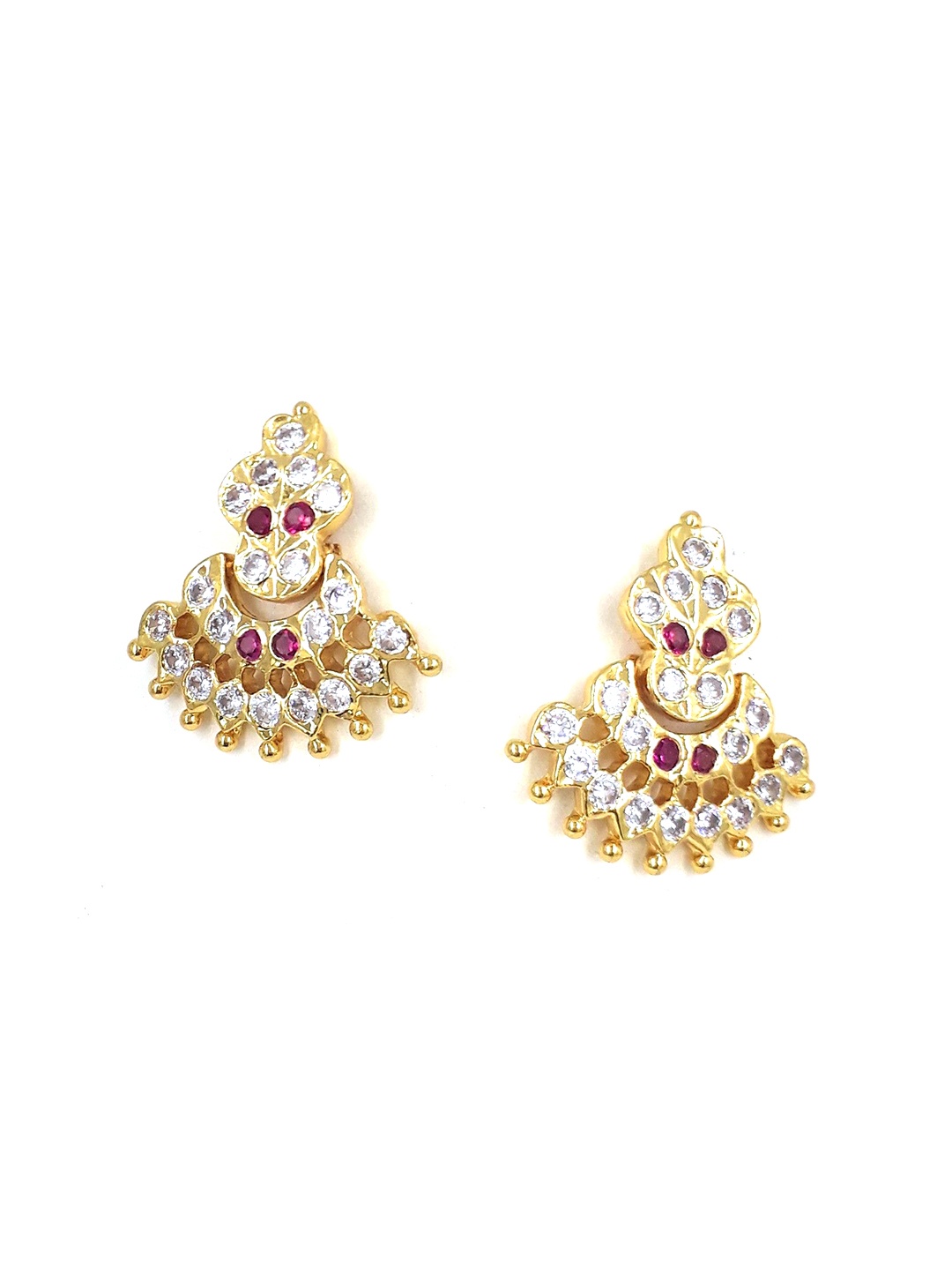 

Anujeet Fashion Hub Gold-Plated American Diamond Studded Contemporary Drop Earrings