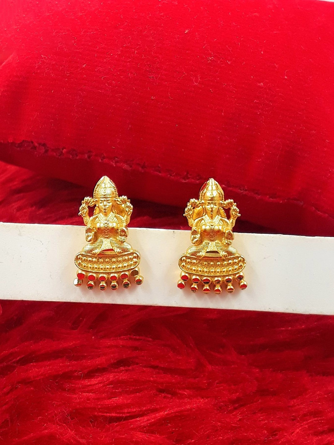 

Anujeet Fashion Hub Gold-Plated Goddess Laxmi Contemporary Temple Drop Earrings