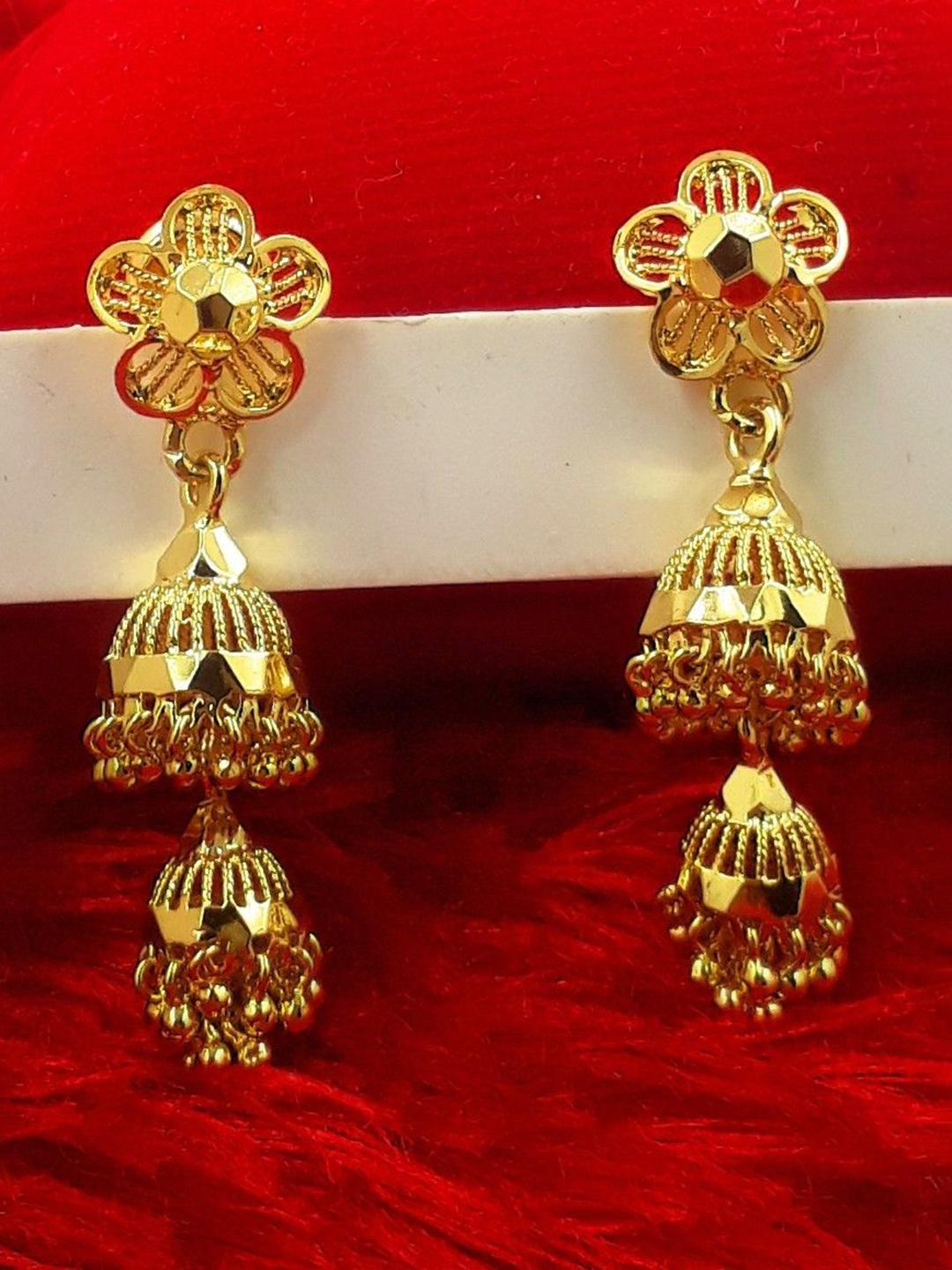 

Anujeet Fashion Hub Gold Plated Dome Shaped Jhumkas