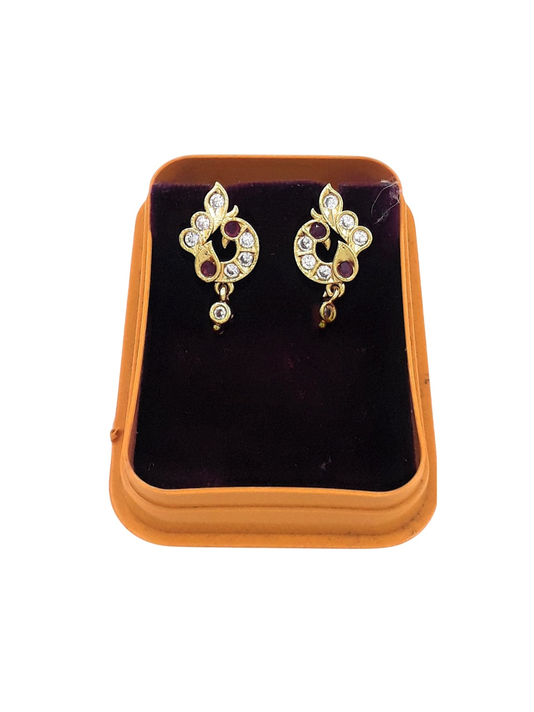 

Anujeet Fashion Hub Gold Plated AD Studded Peacock Shaped Studs