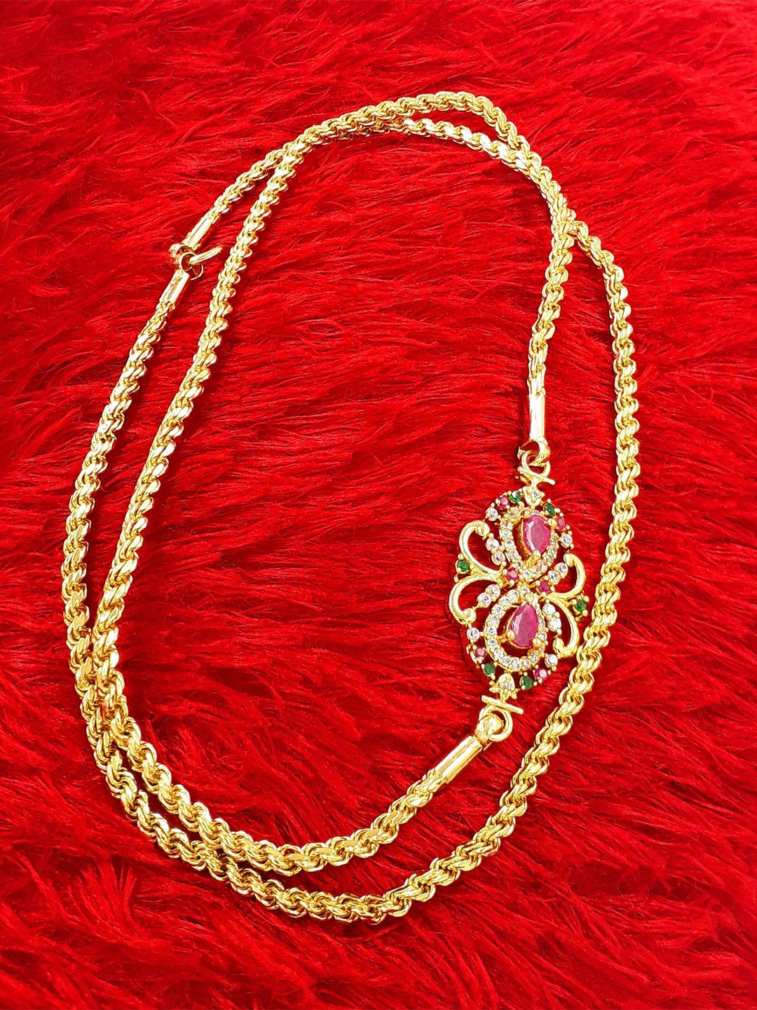 

Anujeet Fashion Hub Gold-Plated Artificial Stone Studded Chain