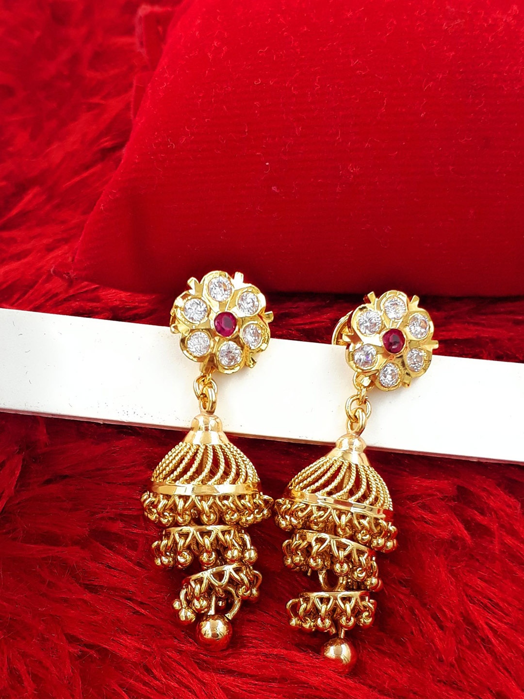 

Anujeet Fashion Hub Gold Plated Dome Shaped Jhumkas