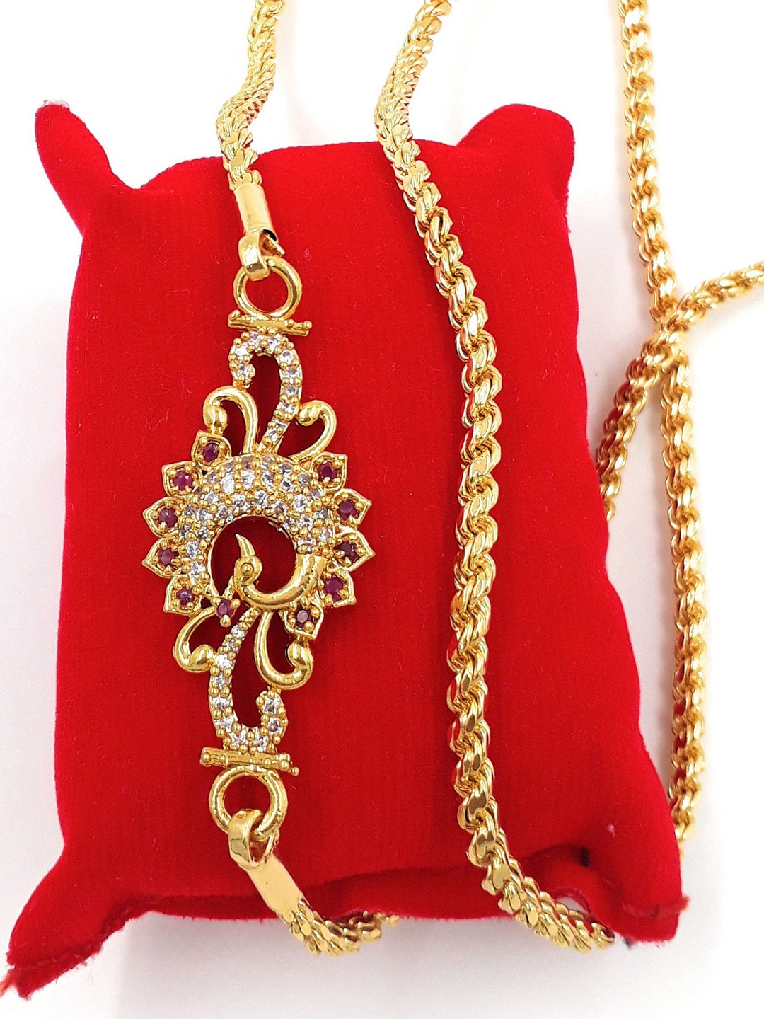 

Anujeet Fashion Hub Gold-Plated American Diamond Chain