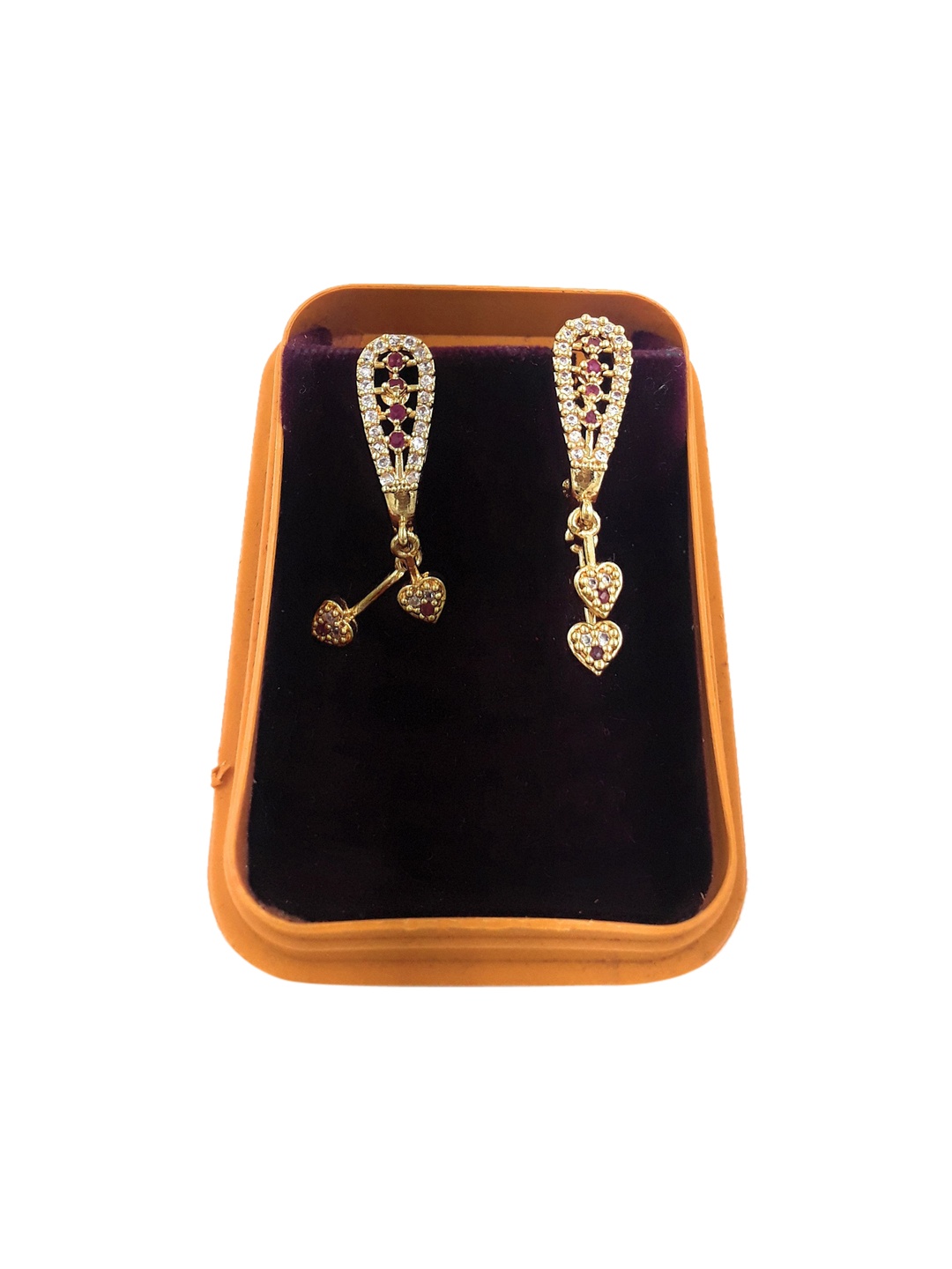

Anujeet Fashion Hub Gold-Plated American Diamond Studded Contemporary Drop Earrings